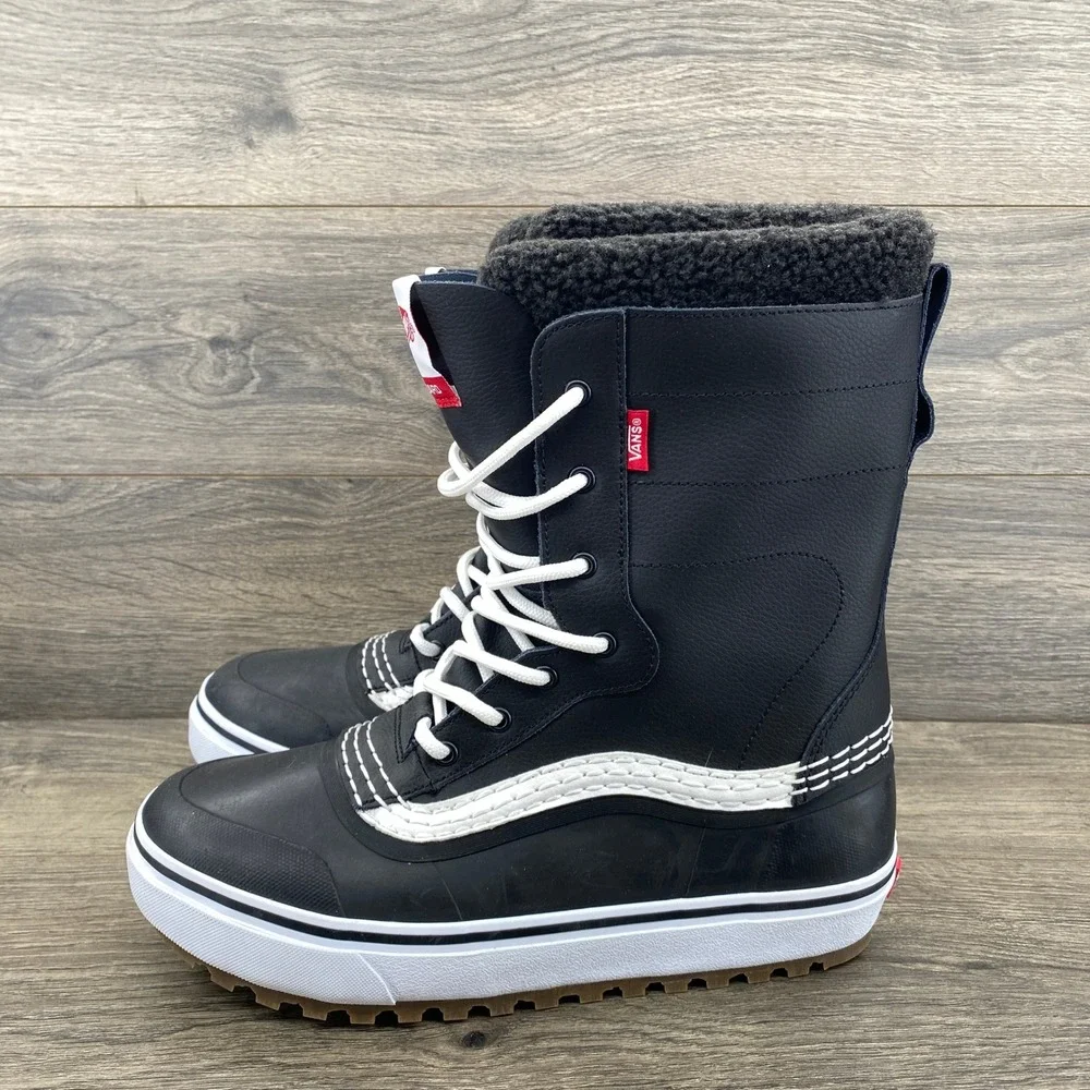 Vans Standard Snow MTE Men 10 Black White Leather Winter Snow Boots Duck Boot